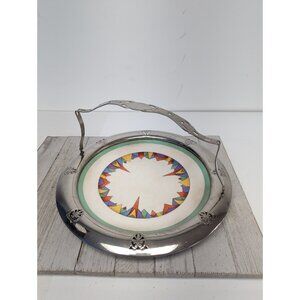 Vintage Hall China Chrysler Pattern Forman Brothers Handled Tidbit Tray